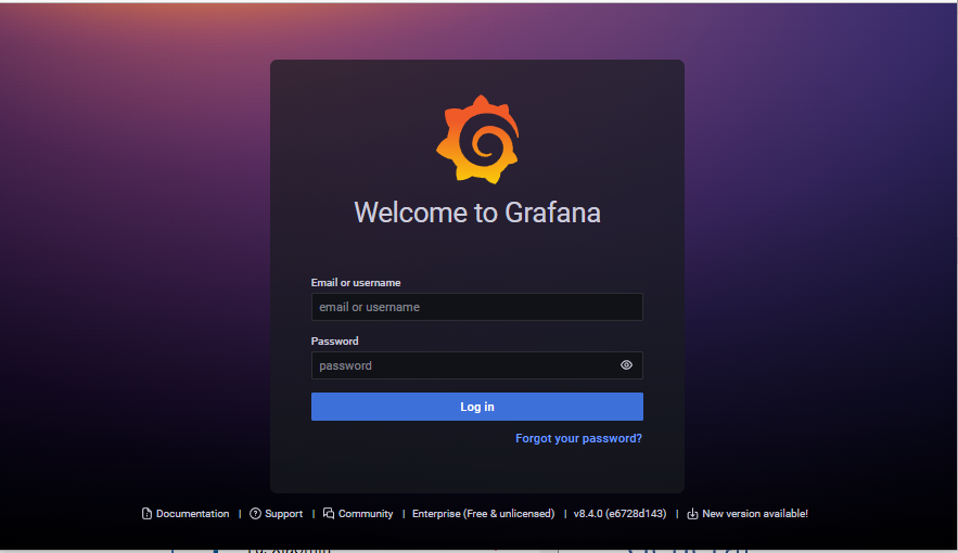 Grafana Welcome Page